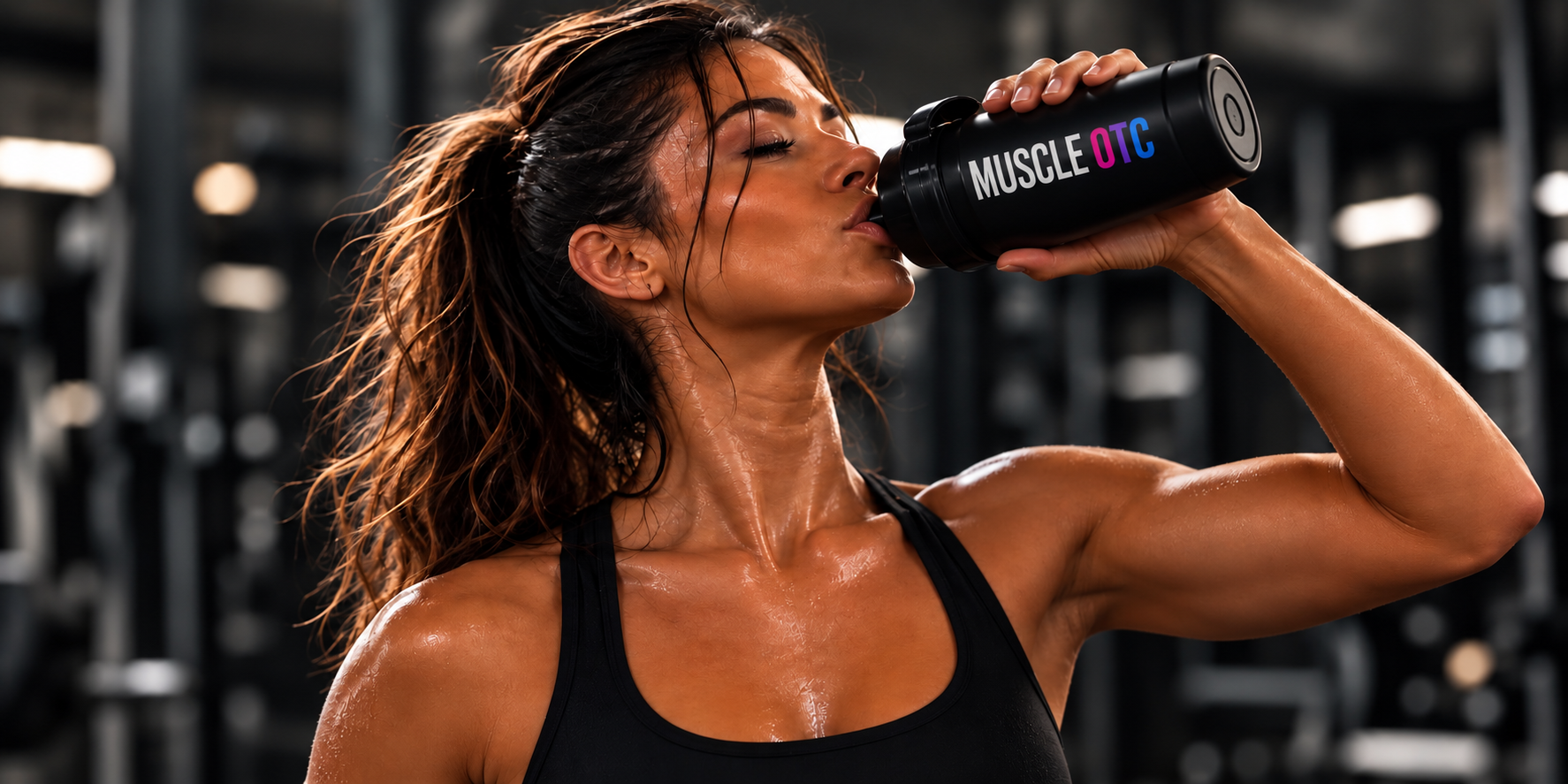 Active adult preparing a MUSCLE OTC shake