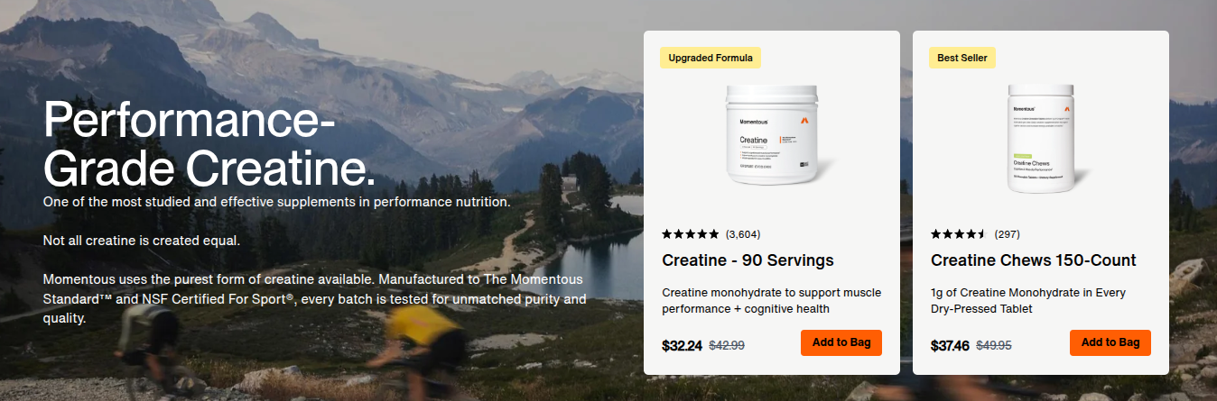 Performance-Grade Creatine from Momentous โ Creatine 90 Servings and Creatine Chews 150-Count