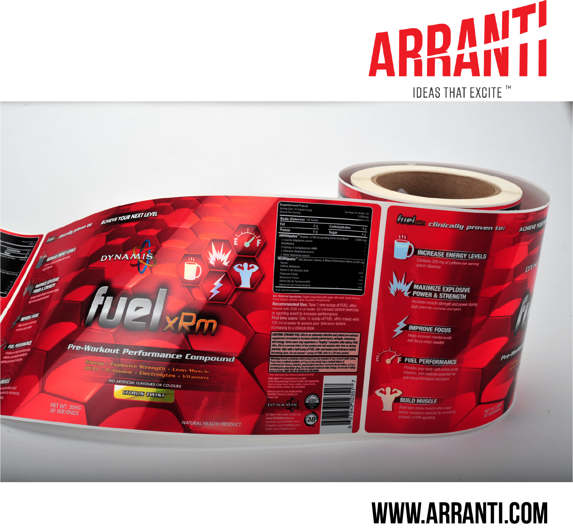 Arranti pressure sensitive labels on roll β high-resolution custom printing for supplements
