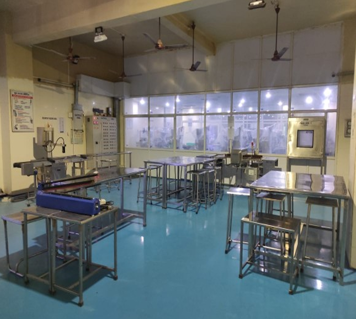 Stainless steel workstations and equipment in production area